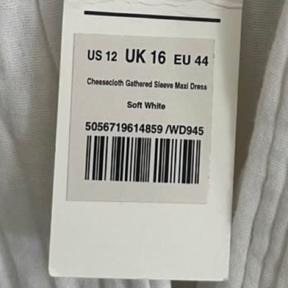 Me+Em NWT Gathered Sleeve Cheesecloth Dress, white cotton maxi dress - Picture 9 of 9